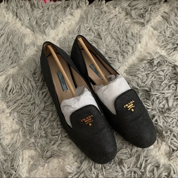 Prada Calzature Donna Glitter Loafers - Picture 2 of 7